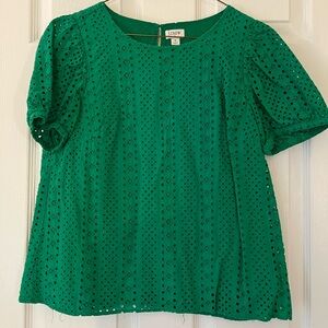 J. Crew Green Eyelet Women's Top